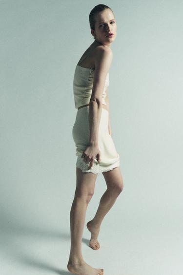 KNIT TOP WITH LACE EMBROIDERY - Ecru by Zara - Image 4