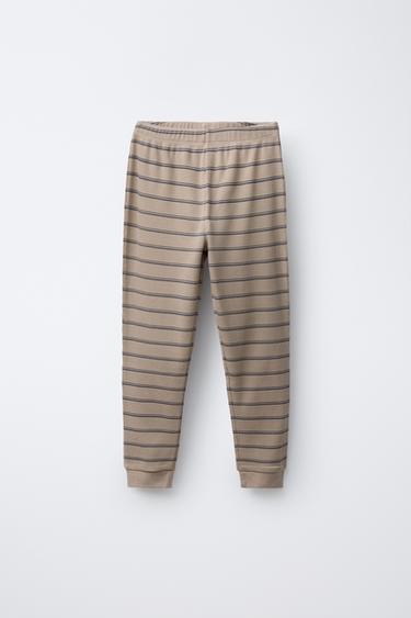 6-14 YEARS/ WAFFLE STRIPE PYJAMAS - camel by Zara - Image 3