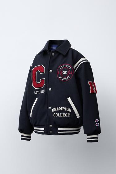 BOMBER JACKET WITH CHAMPION ® X ZARA PATCHES - Navy blue by Zara - Image 1