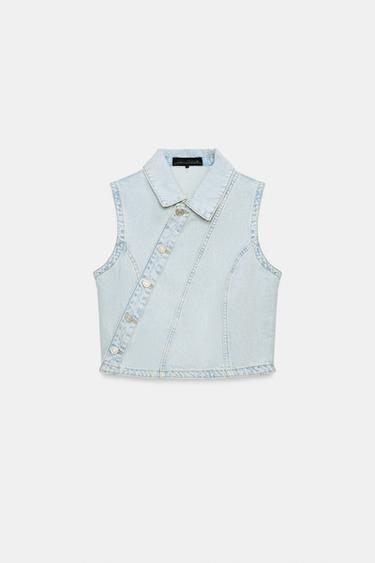 ZAVINOVACIA DŽÍNSOVÁ VESTA Z1975 - Svetlá modrá zn. Zara