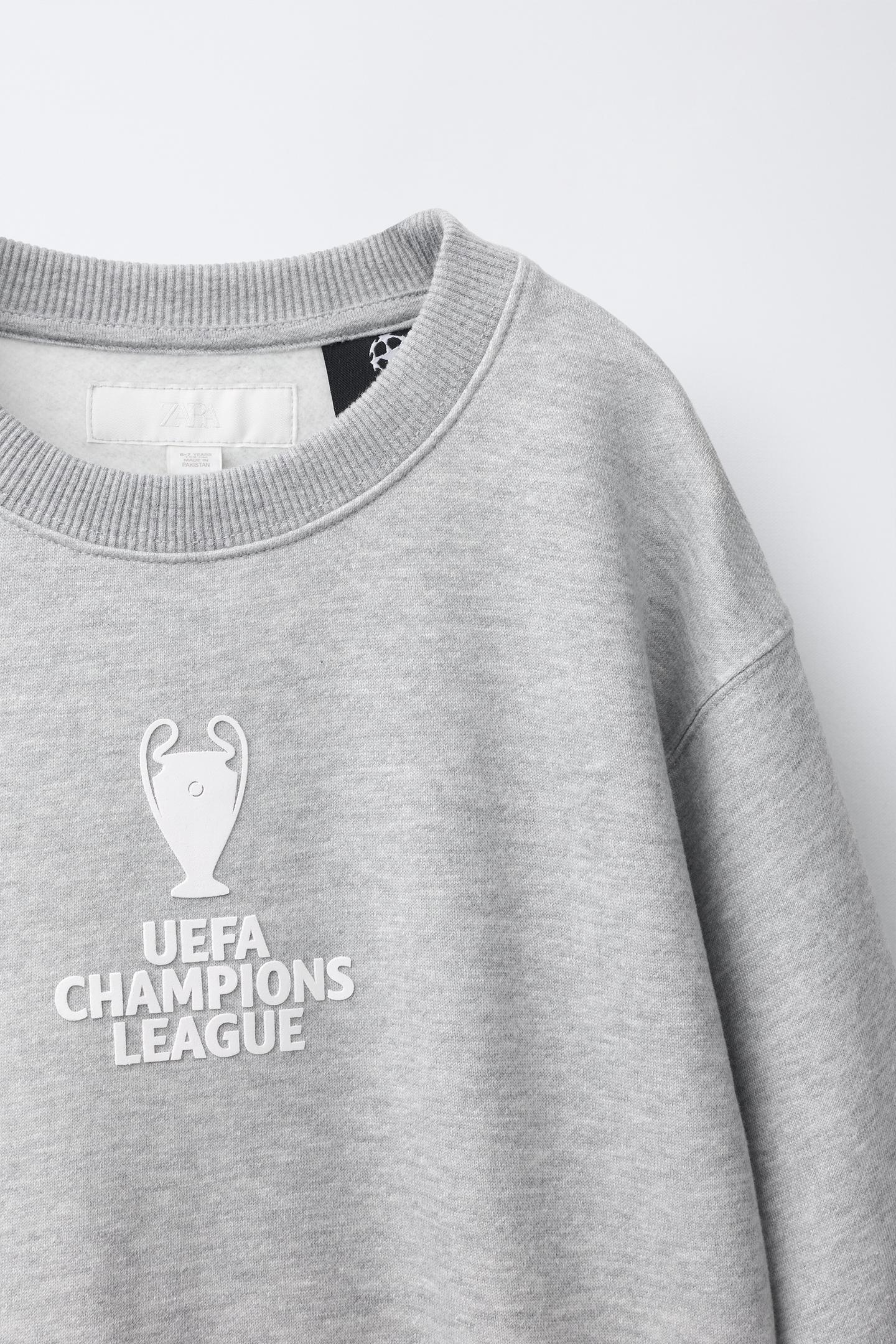 Детский свитшот Zara UEFA Champions League ® Print, цвет: Серый меланжевый — фото 4