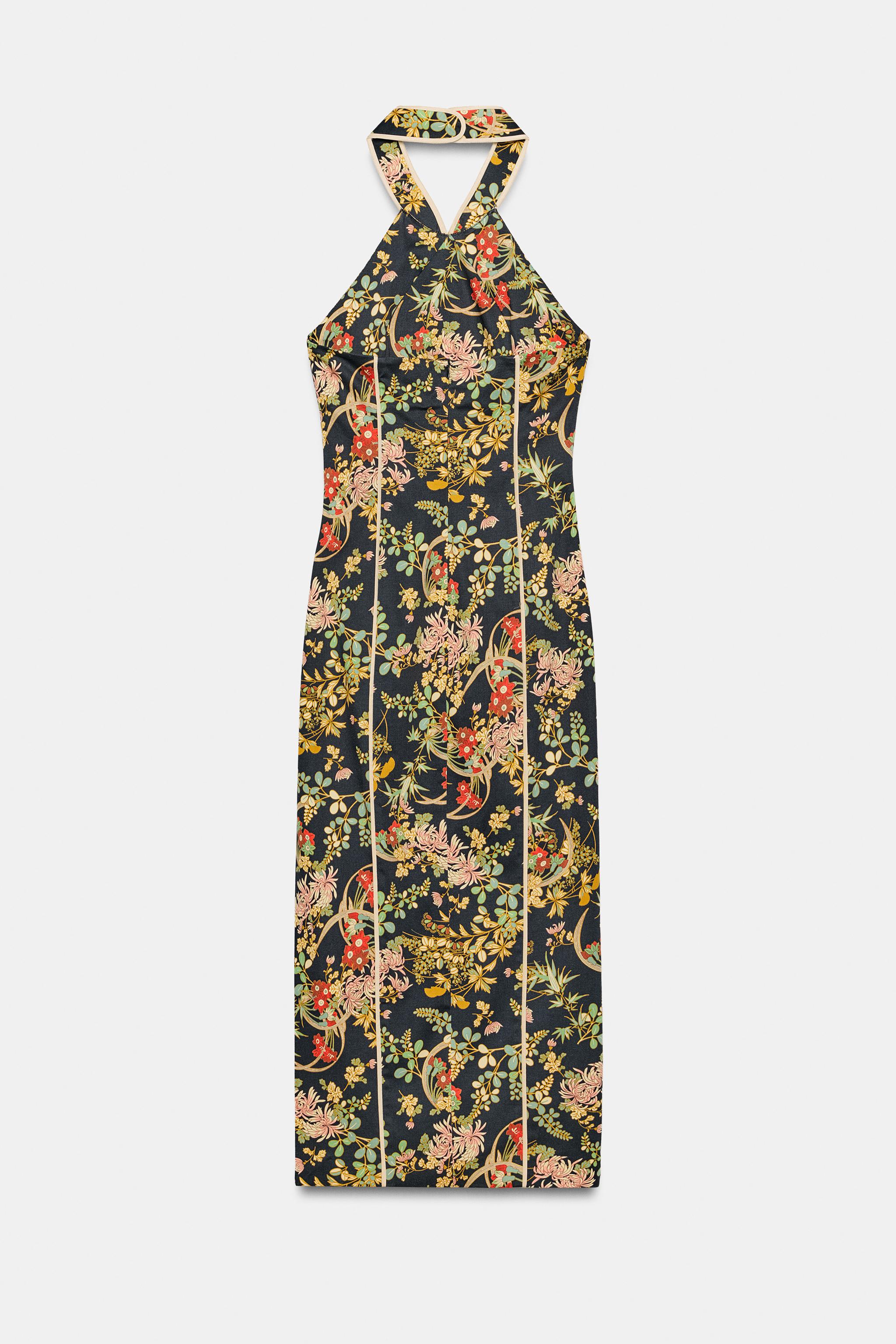 Женские платья Zara PRINTED HALTER DRESS — фото 9