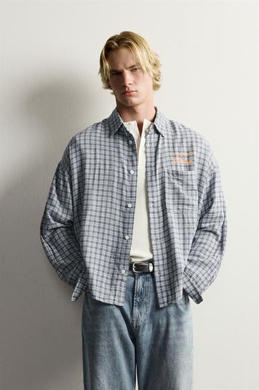 EMBROIDERED PLAID SHIRT — Blue / Navy 2