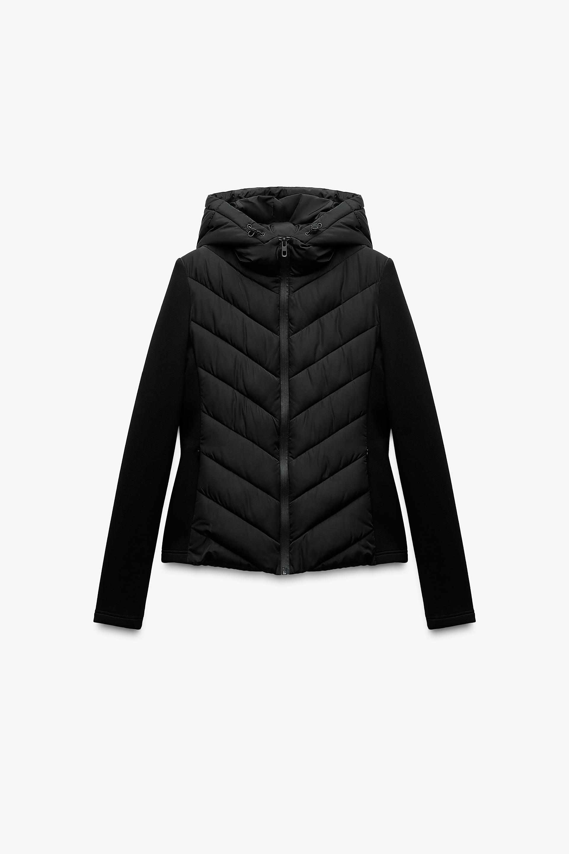 ZARA コンビパフジャケット 8073/227 CONTRAST PUFFER JACKET - Black | ZARA Australia