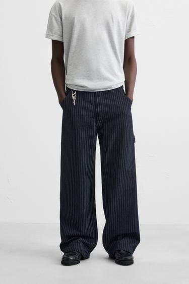 PANTALONI RELAXED FIT A RIGHE - Blu di Zara