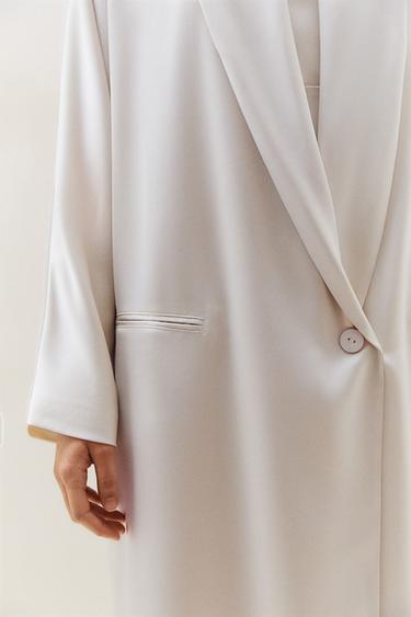 PLAIN SATEEN DRESSING GOWN - Pearl grey by Zara - Image 4