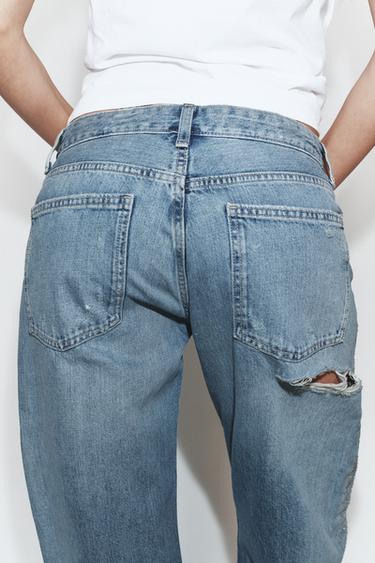 TRF LOW-RISE STRAIGHT JEANS WITH SHIMMER - Navy blue by Zara - Image 4