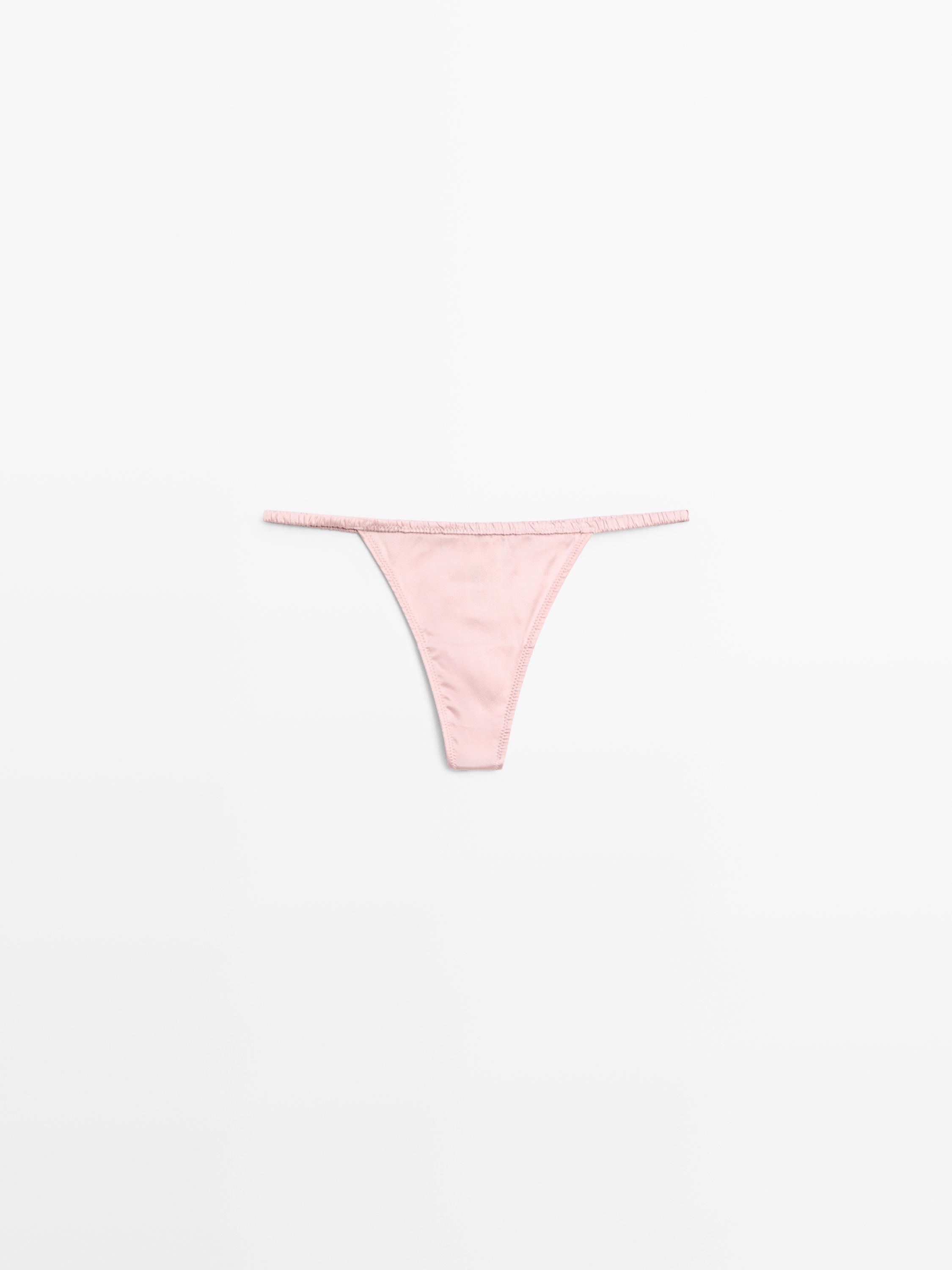 Silk thong with lace detail
