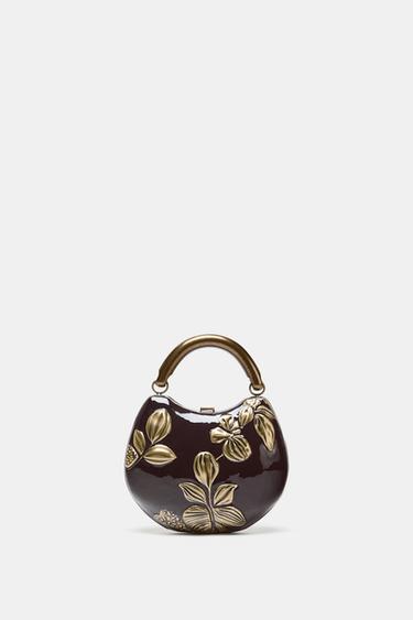 RIGID BOX WITH FLOWERS - Burgundy Red by Zara