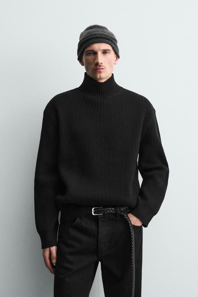 ZARA TEXTURED HIGH NECK JUMPER