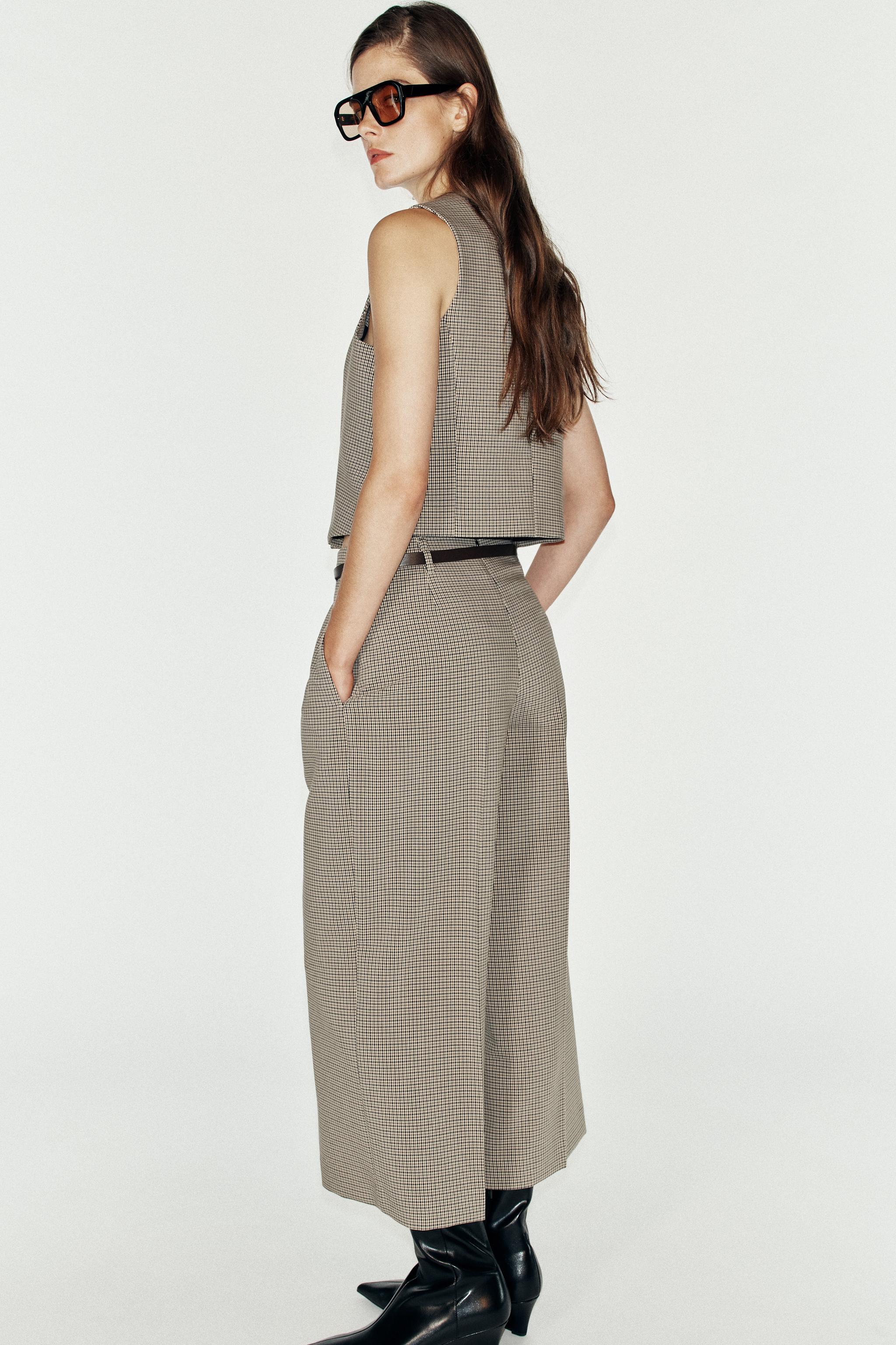 Женские жилеты Zara CHECKED CROPPED VEST — фото 5