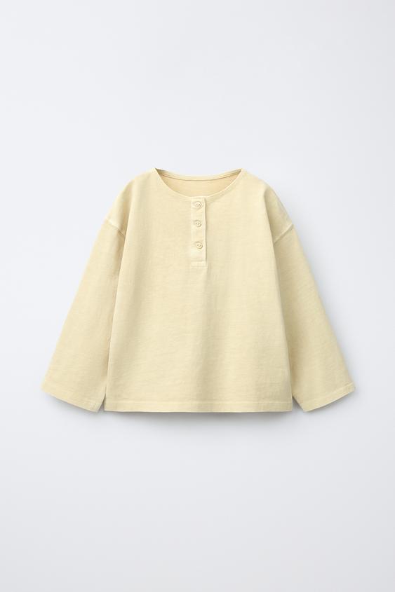 HENLEY PLAIN T-SHIRT - Vanilla by Zara - Image 0
