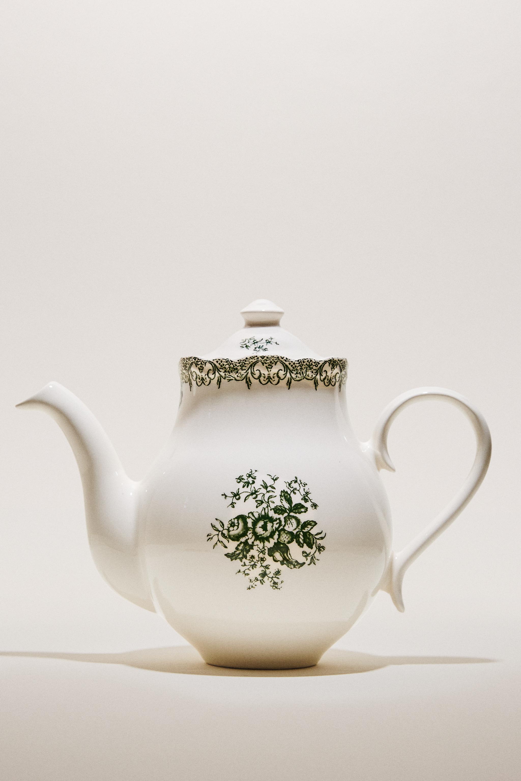 FLORAL EARTHENWARE TEAPOT