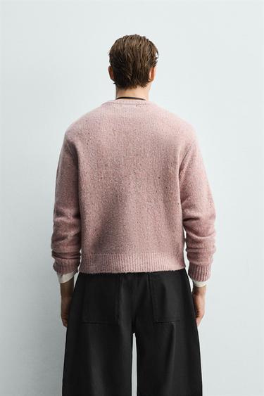 FLECKED WOOL BLEND CARDIGAN - Pink by Zara - Image 2