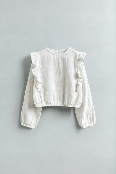 TEXTURED BLOUSE - Ecru by Zara - Image 4