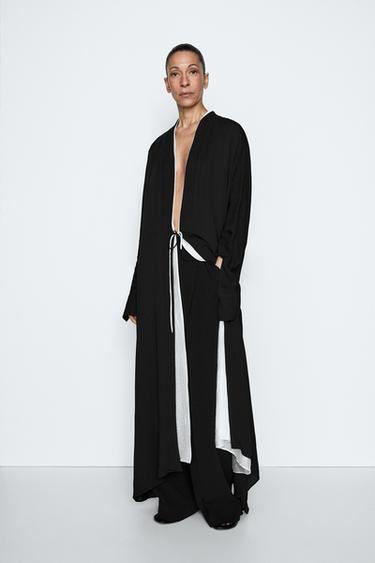 Zara Flowing wrap dress with tie - STUDIO - Black - Image 0