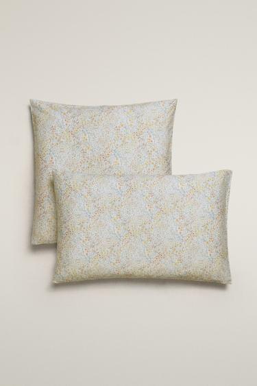 MINI FLORAL PRINT SATEEN PILLOWCASE - Oyster-white by Zara