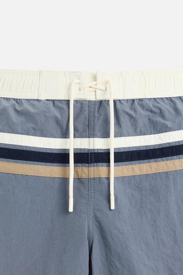 STRIPED LONG SWIMMING TRUNKS - Indigo by Zara - Image 2
