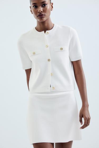 KNIT MINI SKIRT - White by Zara