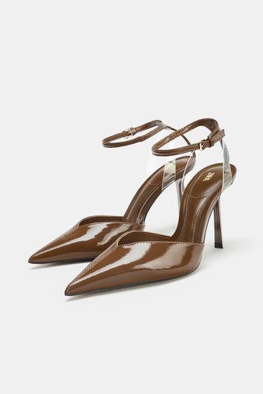 CHAUSSURES À TALONS À EFFET VERNI - Marron de Zara - Image 3