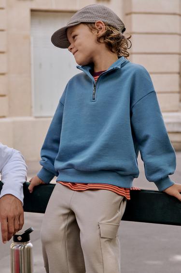 SWEAT COL MONTANT - Bleu canard de Zara