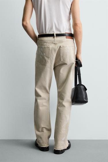 JEAN FLARE EFFET ÉCLABOUSSURES - Marron clair de Zara - Image 2