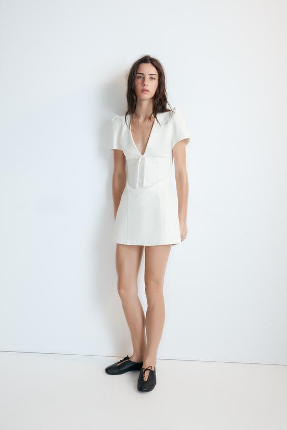 VESTIDO MINI LAZO - Blanco de Zara - Imagen 0