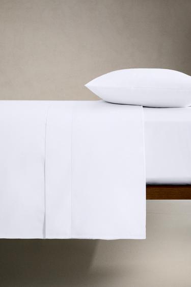 (800 FILS) DRAP-HOUSSE PERCALE DE COTON | 30 CM DE HAUT - Blanc de Zara - Image 1