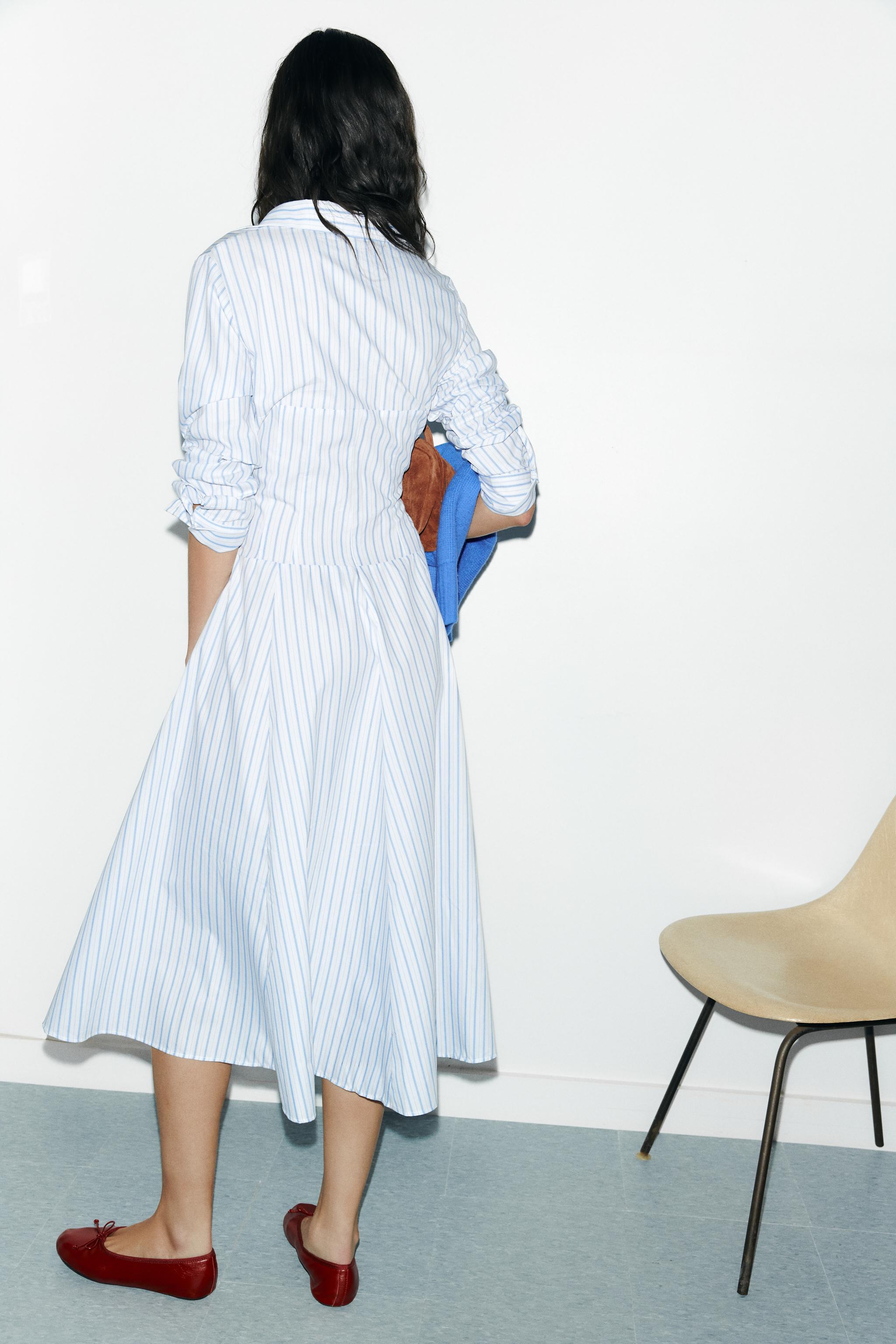 ROBE CHEMISE MI-LONGUE À RAYURES