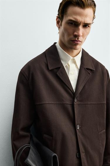 SURCHEMISE STRUCTURÉE EN TWILL - Grenat de Zara - Image 4