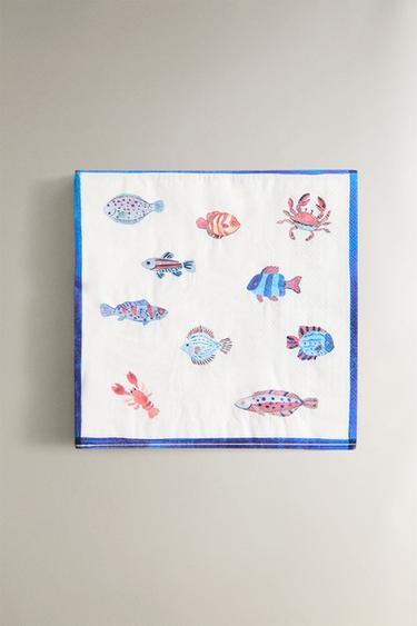 PACK 20 GUARDANAPOS PAPEL PEIXES - Azul da Zara