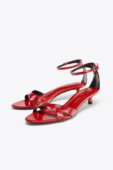SANDALES BRACELET EN CUIR - Rouge de Zara - Image 4