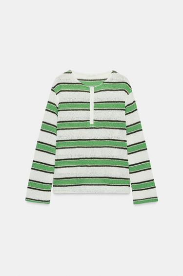STRIPED RUSTIC T-SHIRT - Green stripe by Zara