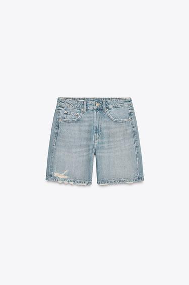 TRF MID-WAIST DENIM BERMUDA SHORTS - Blue / Grey by Zara - Image 7