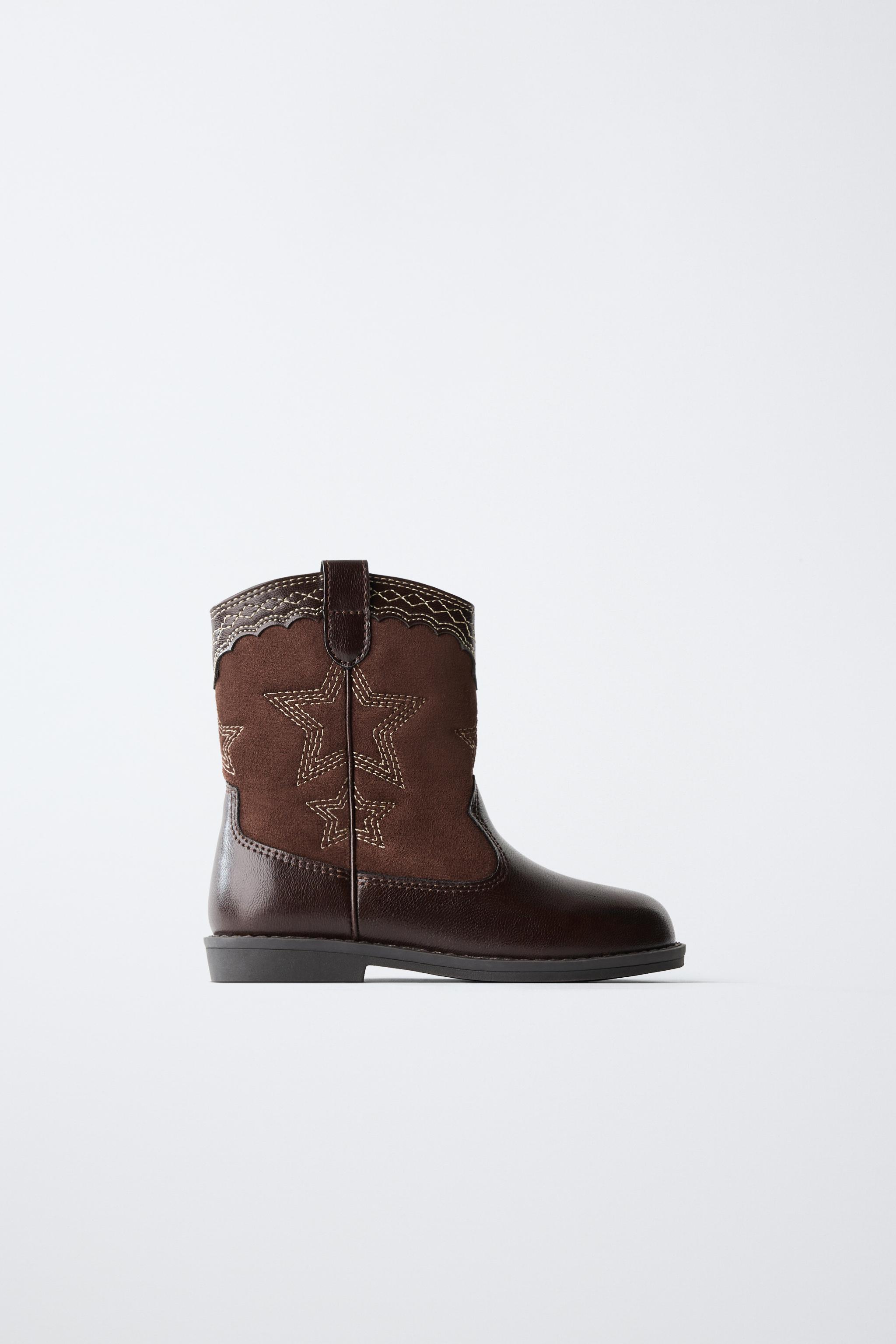 EMBROIDERED COWBOY BOOTS — Brown