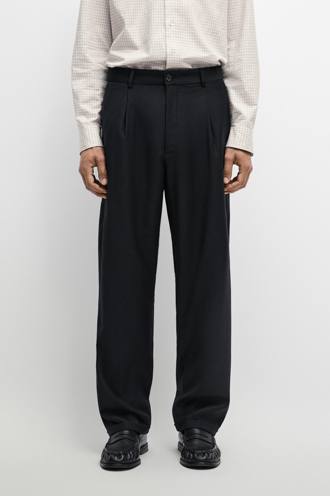 100% wool relaxed fit pants — Navy blue