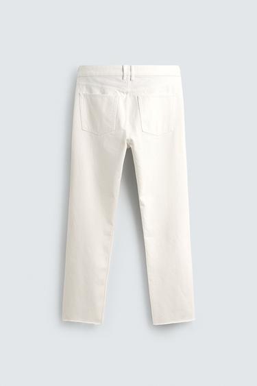 IRREGULAR HEM STRAIGHT-LEG JEANS - White by Zara - Image 7