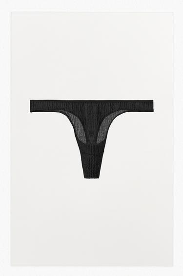 TANGA I 100 % SILKE MED KRØLLET EFFEKT - Sort fra Zara
