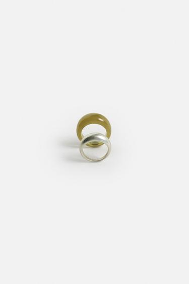 PACK OF 2 COMBINED RINGS - Olive green by Zara - Image 3