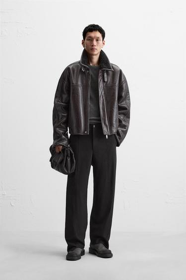 DOUBLE-FACED LEATHER EFFECT JACKET - Wine by Zara - Image 0