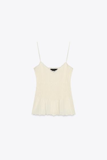 TOP EN MAILLE CÔTELÉE - Beige clair de Zara - Image 6