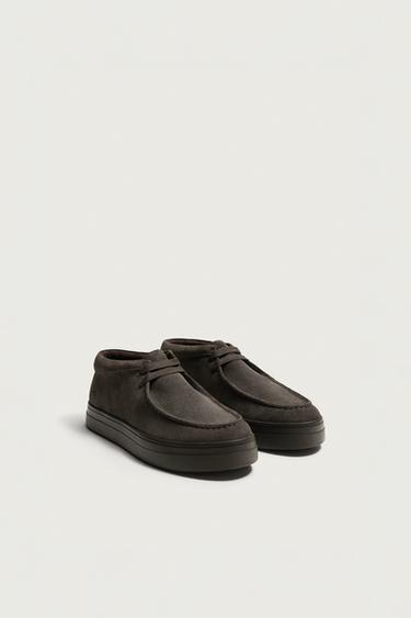 ZAPATO PIEL BORDÓN - Gris de Zara