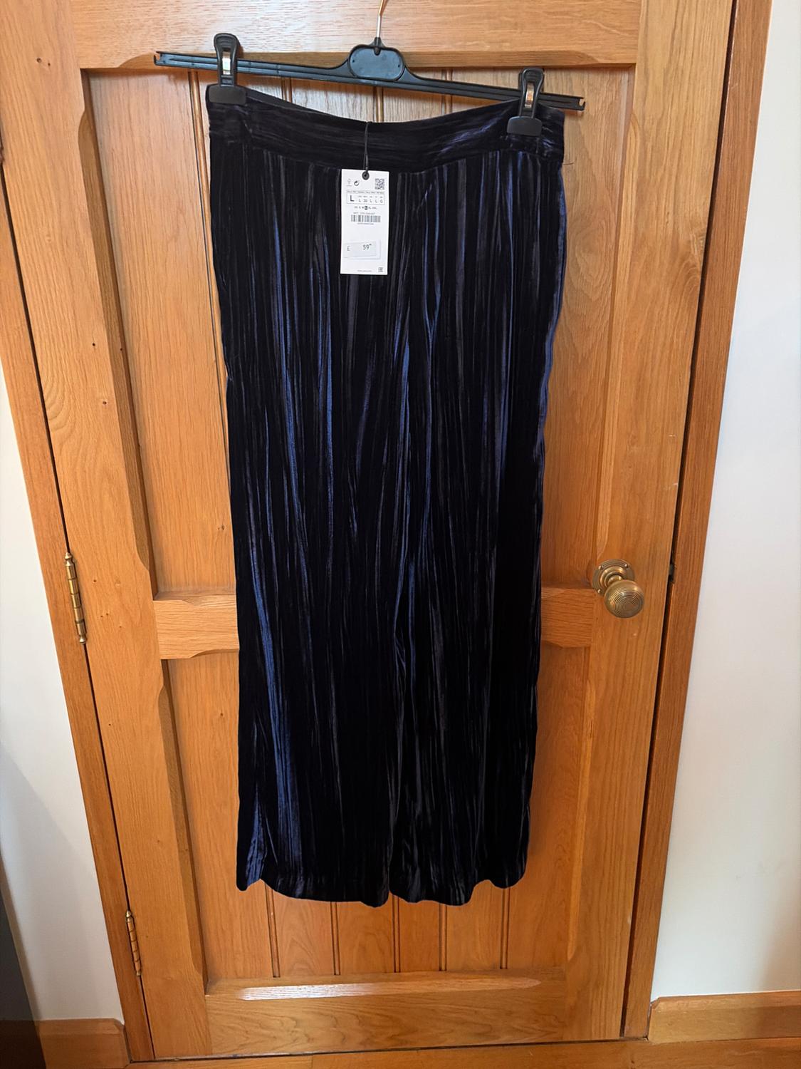 WIDE-LEG VELVET TROUSERS - Image 2
