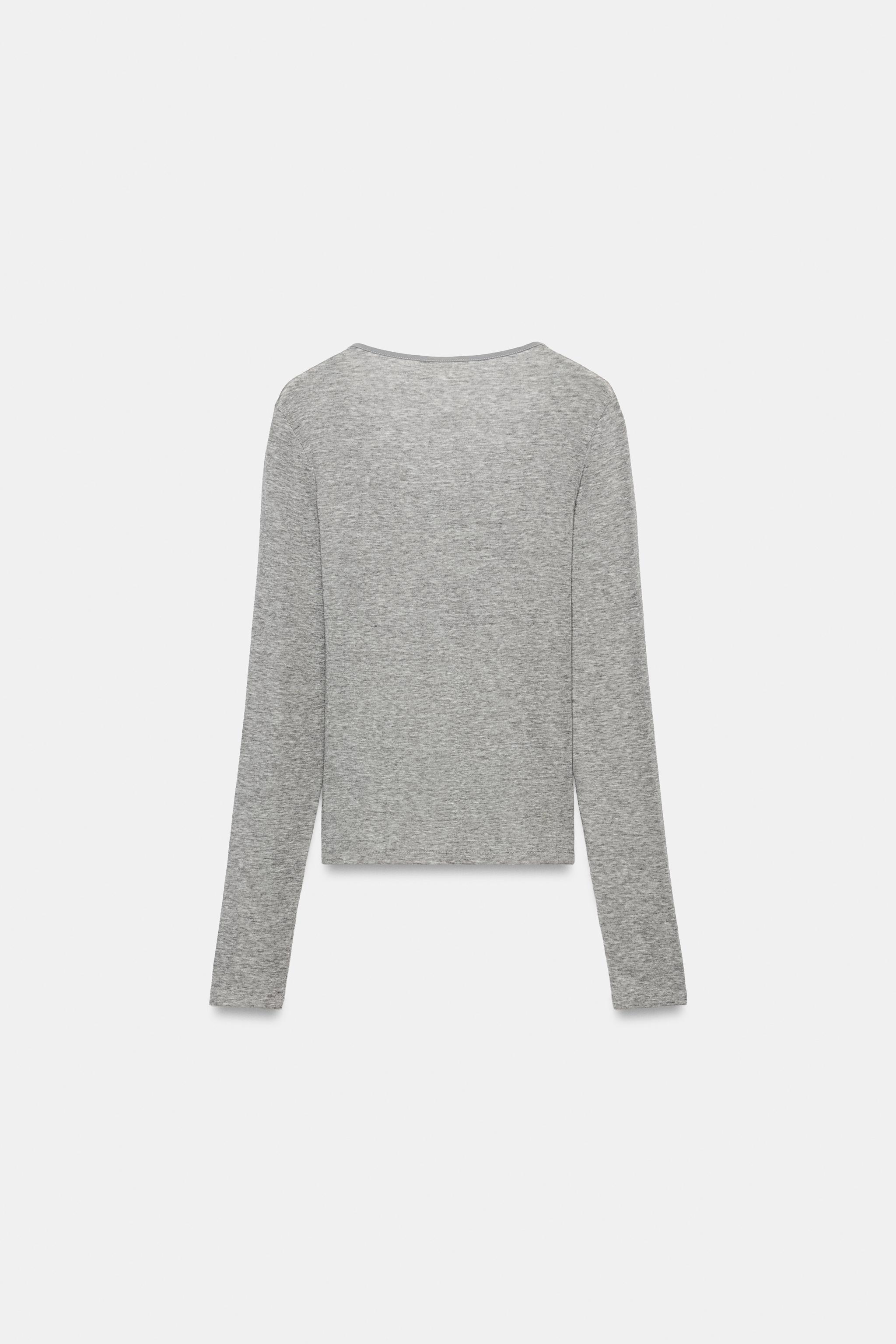 Zara DÜĞMELİ YAKA T-SHIRT görsel 5