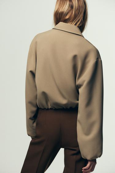 VESTE BOMBER EFFET BALLON - Marron clair de Zara - Image 4