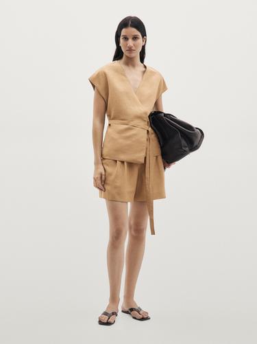 Zara Short flowing Bermuda shorts - Dark mink - Image 0