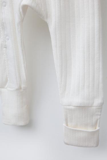 POINTELLE CONVERTIBLE FOOTED SLEEPSUIT - Oyster-white by Zara - Image 5