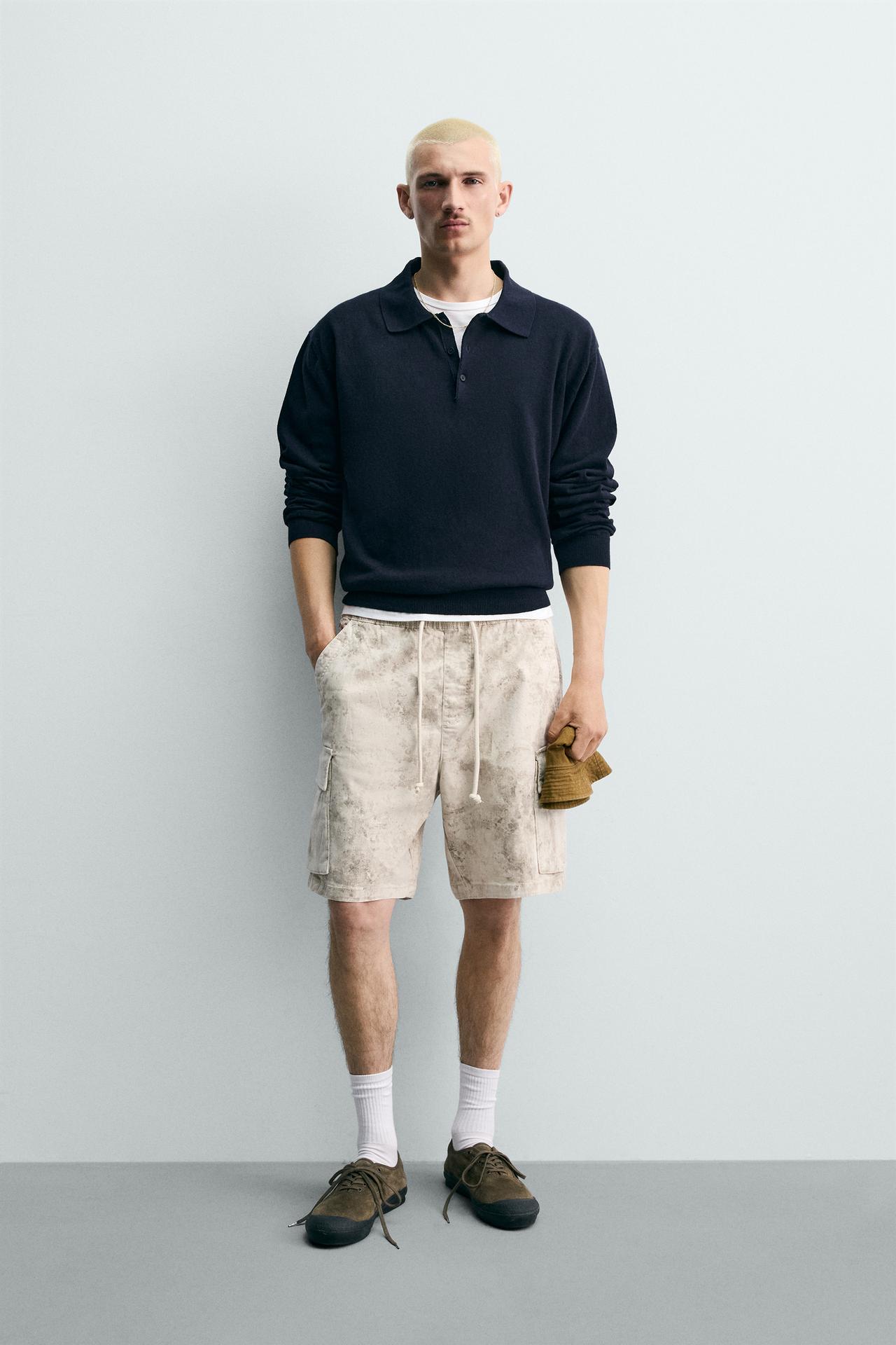 FADED RELAXED FIT CARGO BERMUDA SHORTS — Printed