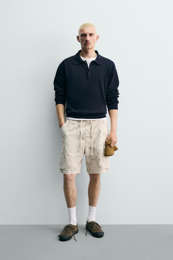FADED RELAXED FIT CARGO BERMUDA SHORTS - Printed by Zara - Image 0