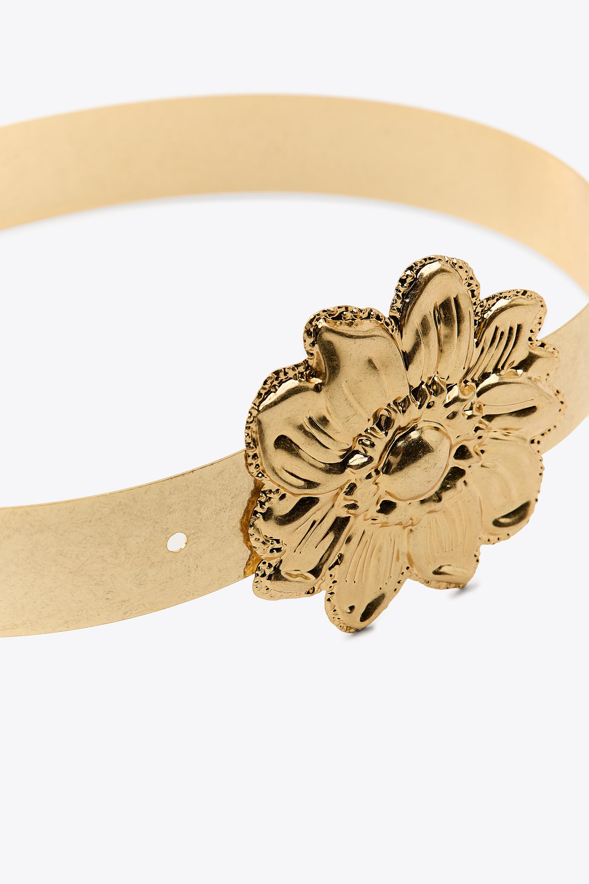 METAL FLOWER BELT - Golden | ZARA United States